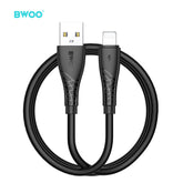 USB-A TO LIGHTNING SKIN FRIENDLY LIQUID SILICONE CHARGING CABLE BLACK BO-X318L