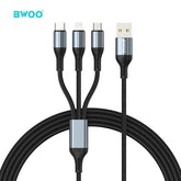 3 IN 1 ALUMINUM ALLOY DATA CABLE BLACK BO-X274BLK