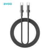 TYPE-C TO TYPE-C TRANSPARENT CASE DATA CABLE BLACK BO-X287C-C-BLK