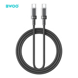 TYPE-C TO TYPE-C TRANSPARENT CASE DATA CABLE BLACK BO-X287C-C-BLK