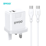 PD 20W + QC 18W CHARGING KIT WITH 65W TYPE-C TO TYPE-C DATA CABLE BO-CDA162C-C