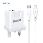 PD 20W + QC 18W CHARGING KIT WITH 65W TYPE-C TO TYPE-L DATA CABLE BO-CDA162C-L