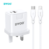 PD 20W + QC 18W CHARGING KIT WITH 65W TYPE-C TO TYPE-L DATA CABLE BO-CDA162C-L