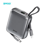 MINI POWER BANK WITH BUILT-IN CHARGING CABLE 10000mAh SILVER BO-P74SLV