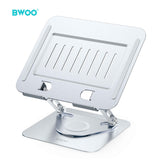 ADJUSTABLE METAL LAPTOP STAND WITH 360 ROTATION BASE SILVER BO-ZJ142SLV