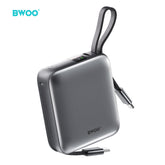 MINI POWER BANK WITH BUILT-IN CHARGING CABLE 10000mAh SILVER BO-P74SLV