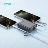 POWER BANK WITH DIGITAL POWER DISPLAY BUILT-IN CABLE 20000mAh SILVER BO-P73SLV