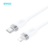 TYPE-C TO LIGHTNING SKIN-FRIENDLY LIQUID SILICON CHARGING CABLE WHITE BO-X315C-L-W