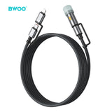 4 IN 1 FAST CHARGING DATA CABLE BLACK with Lighter BO-X307BLK