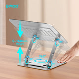 ADJUSTABLE METAL LAPTOP STAND WITH 360 ROTATION BASE SILVER BO-ZJ142SLV