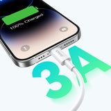 USB-A TO LIGHTNING FAST CHARGING DATA CABLE WHITE BO-X285L-WT