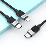 TYPE-C TO TYPE-C/LIGHTNING 2 IN 1 FAST CHARGING DATA CABLE BLACK BO-X306BLK