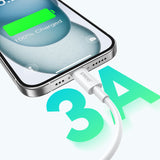 USB-A TO TYPE-C FAST CHARGING DATA CABLE WHITE BO-X285C-WT