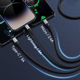 3 IN 1 ALUMINUM ALLOY DATA CABLE BLACK BO-X274BLK
