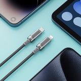 TYPE-C TO LIGHTNING TRANSPARENT CASE DATA CABLE BLACK BO-X287C-L-BLK