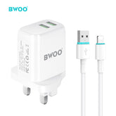 DUAL PORT CHARGING KIT WITH USB-A TO LIGHTNING DATA CABLE BO-CDA62L