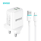 DUAL PORT CHARGING KIT WITH USB-A TO LIGHTNING DATA CABLE BO-CDA62L