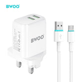 DUAL PORT CHARGING KIT WITH USB-A TO MICRO USB DATA CABLE BO-CDA62V