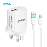 DUAL PORT CHARGING KIT WITH USB-A TO MICRO USB DATA CABLE BO-CDA65V