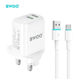 DUAL PORT CHARGING KIT WITH USB-A TO MICRO USB DATA CABLE BO-CDA62V