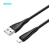 USB-A TO LIGHTNING SKIN FRIENDLY LIQUID SILICONE CHARGING CABLE BLACK  BO-X318L