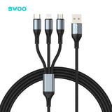 3 IN 1 ALUMINUM ALLOY DATA CABLE BLACK  BO-X274BLK