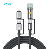 4 IN 1 FAST CHARGING DATA CABLE BLACK with Lighter BO-X307BLK