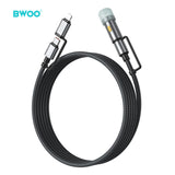 4 IN 1 FAST CHARGING DATA CABLE BLACK with Lighter BO-X307BLK