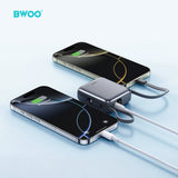 MINI POWER BANK WITH BUILT-IN CHARGING CABLE 10000mAh SILVER  BO-P74SLV