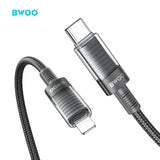 TYPE-C TO LIGHTNING TRANSPARENT CASE DATA CABLE BLACK  BO-X287C-L-BLK