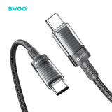 TYPE-C TO TYPE-C TRANSPARENT CASE DATA CABLE BLACK  BO-X287C-C-BLK