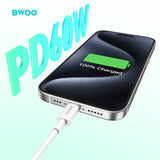 TYPE-C TO TYPE-C FAST CHARGING DATA CABLE WHITE  BO-X285CC-WT